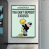 Alec Monopoly If You Can’t Deposit Excuses Play Card Canvas Wall Art-ChandeliersDecor