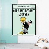 Alec Monopoly If You Can’t Deposit Excuses Play Card Canvas Wall Art-ChandeliersDecor