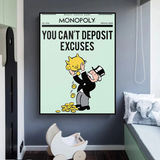 Alec Monopoly If You Can’t Deposit Excuses Play Card Canvas Wall Art-ChandeliersDecor