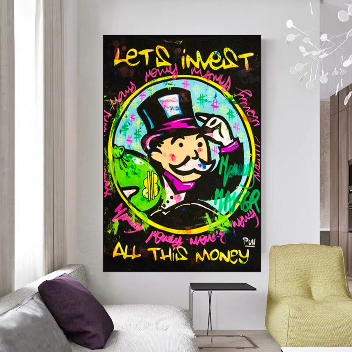 Alec Monopoly Lets Invest All Your money Canvas Art