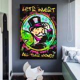 Alec Monopoly Lets Invest All Your money Canvas Art-ChandeliersDecor