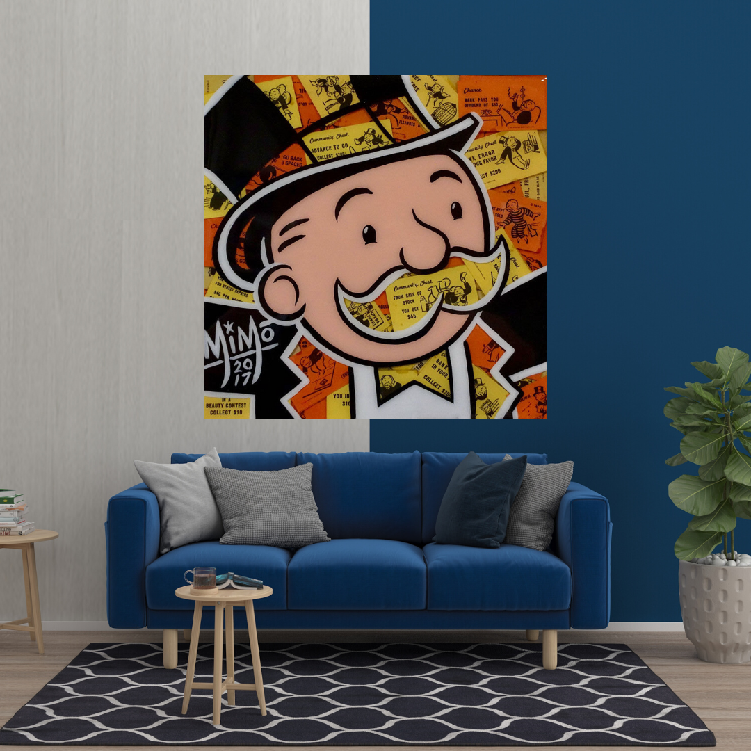Alec Monopoly Man Premium Money Canvas Wall Art-ChandeliersDecor