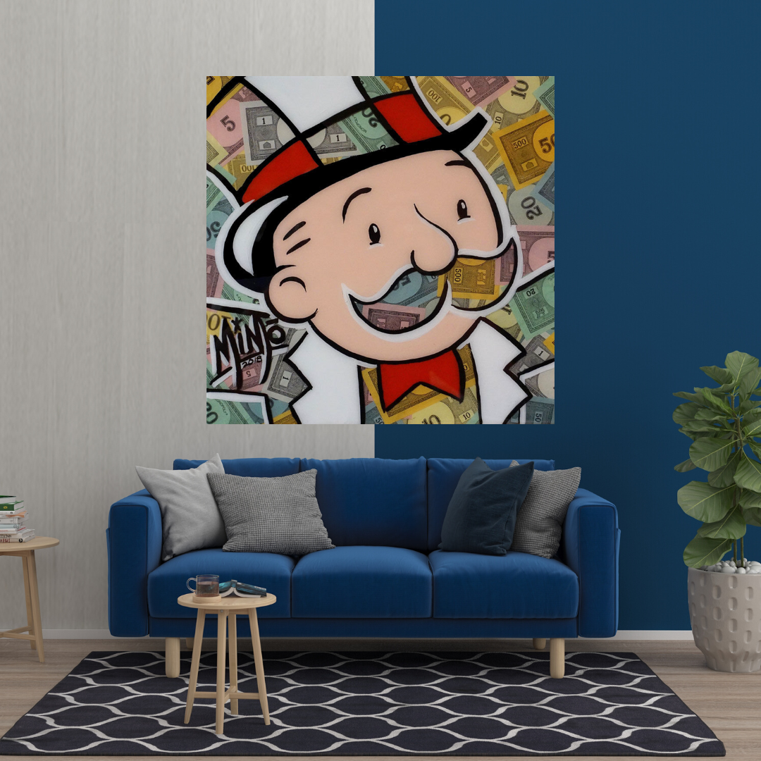 Alec Monopoly Man Premium Money Canvas Wall Art-ChandeliersDecor