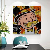 Alec Monopoly Man Premium Money Canvas Wall Art-ChandeliersDecor