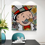 Alec Monopoly Man Premium Money Canvas Wall Art-ChandeliersDecor