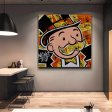 Alec Monopoly Man Premium Money Canvas Wall Art-ChandeliersDecor