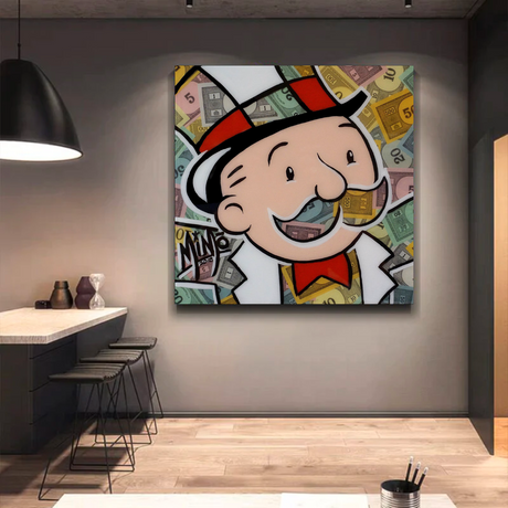 Alec Monopoly Man Premium Money Canvas Wall Art-ChandeliersDecor