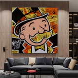 Alec Monopoly Man Premium Money Canvas Wall Art-ChandeliersDecor