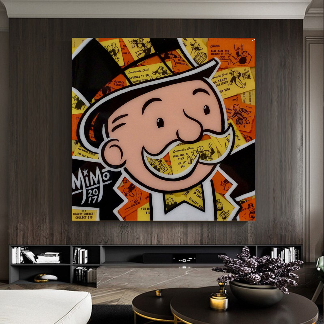 Alec Monopoly Man Premium Money Canvas Wall Art-ChandeliersDecor