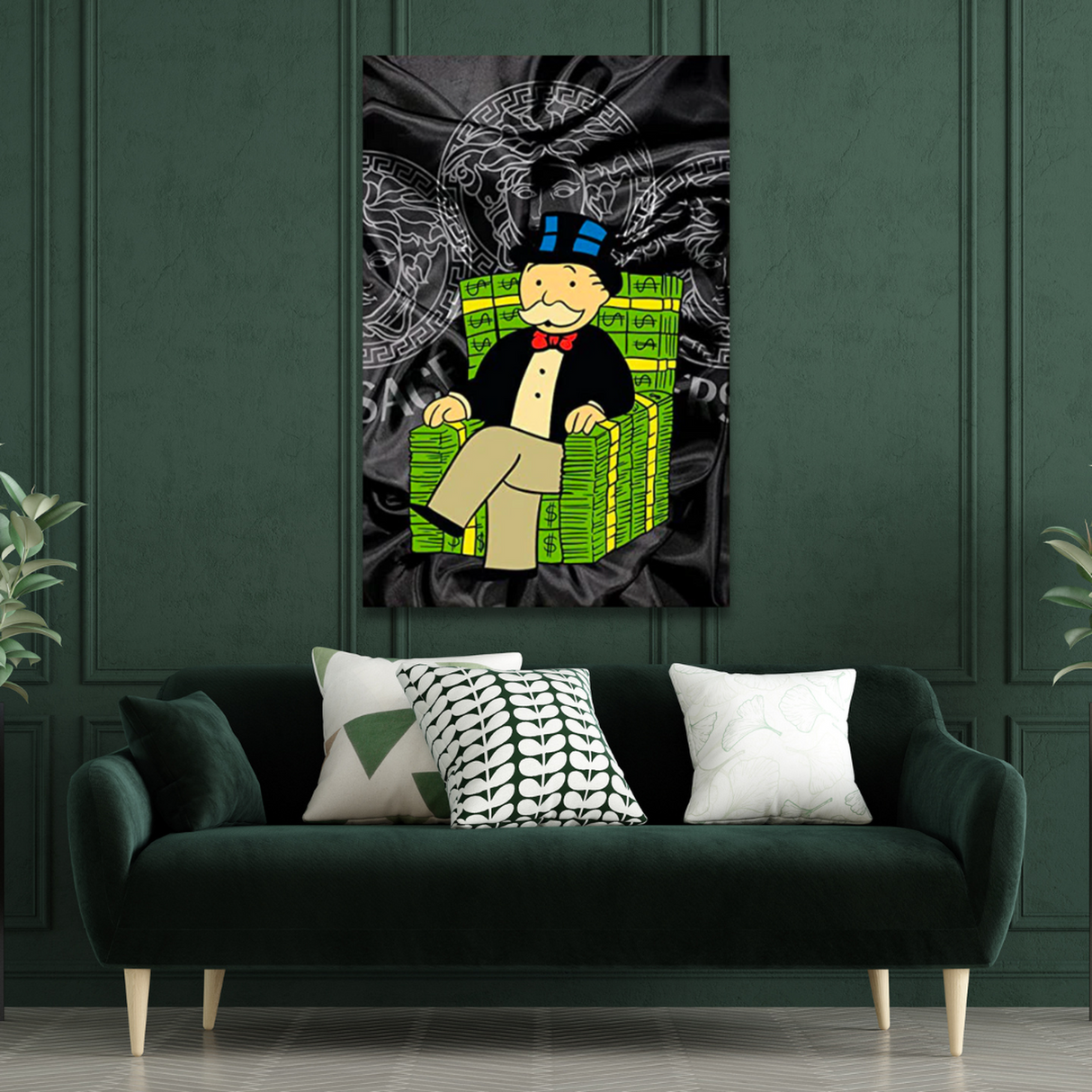 Alec Monopoly Millionaire on Dollars Canvas Print