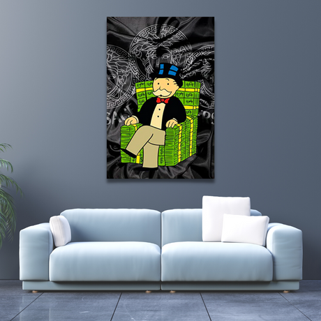 Alec Monopoly Millionaire on Dollars Canvas Print-ChandeliersDecor