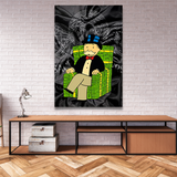 Alec Monopoly Millionaire on Dollars Canvas Print-ChandeliersDecor