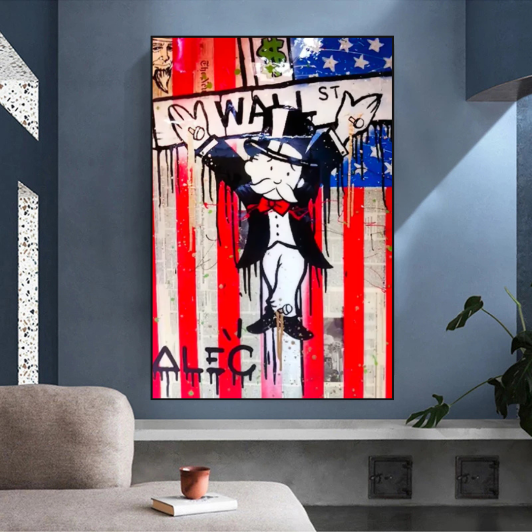 Alec Monopoly Millionaire Wall Street USA Canvas Wall Art-ChandeliersDecor