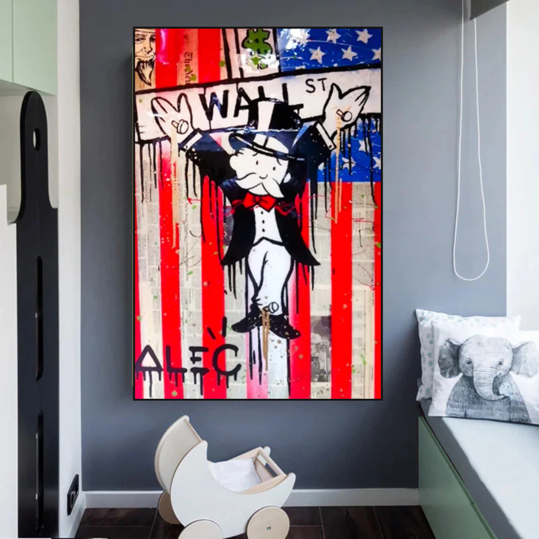 Alec Monopoly Millionaire Wall Street USA Canvas Wall Art-ChandeliersDecor