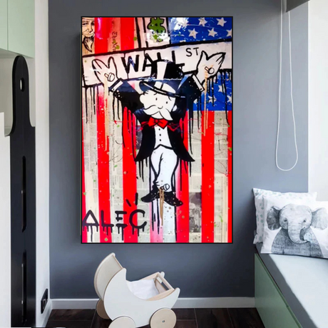 Alec Monopoly Millionaire Wall Street USA Canvas Wall Art-ChandeliersDecor