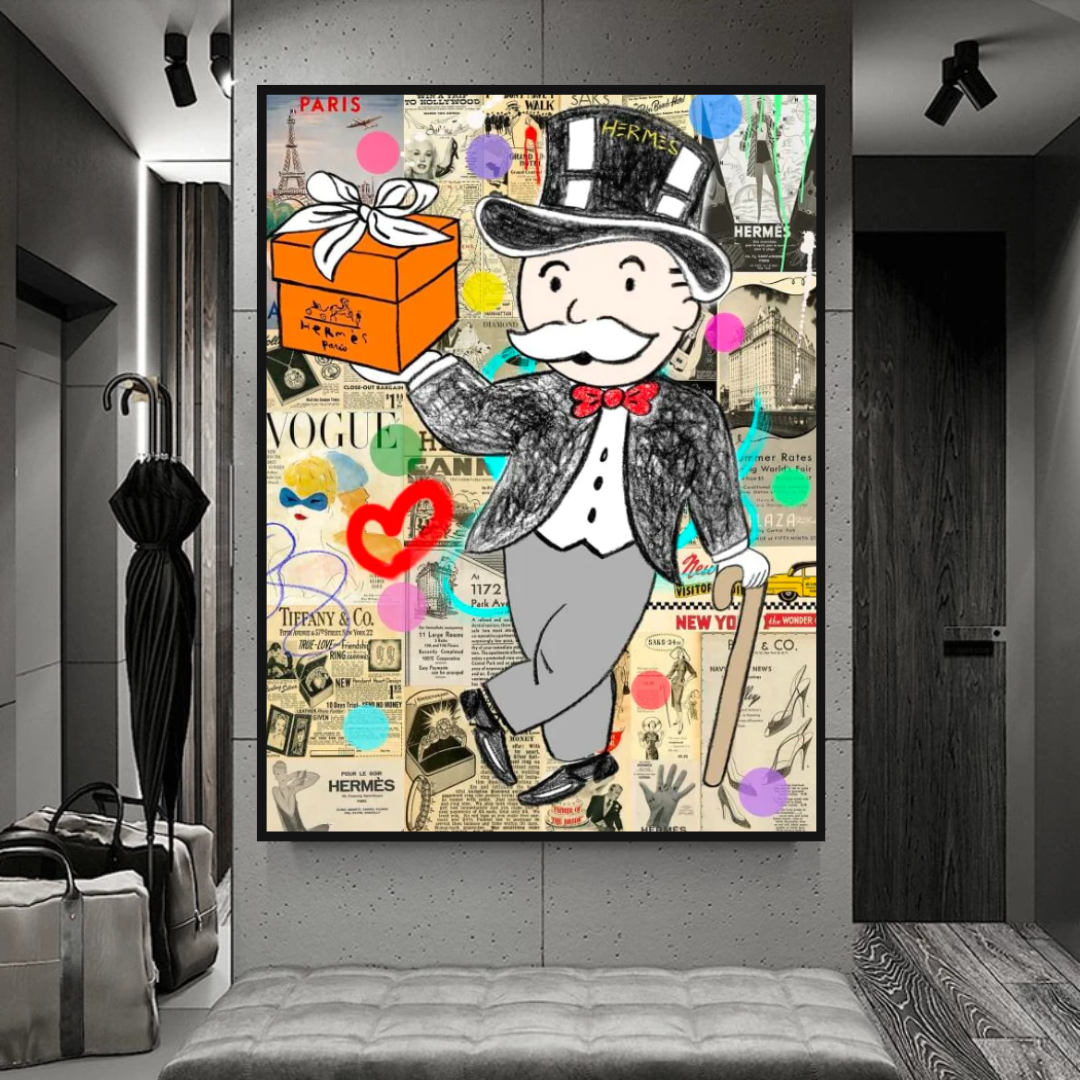 Alec Monopoly Money Gift Prints Newspaper Canvas Print-ChandeliersDecor