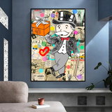 Alec Monopoly Money Gift Prints Newspaper Canvas Print-ChandeliersDecor