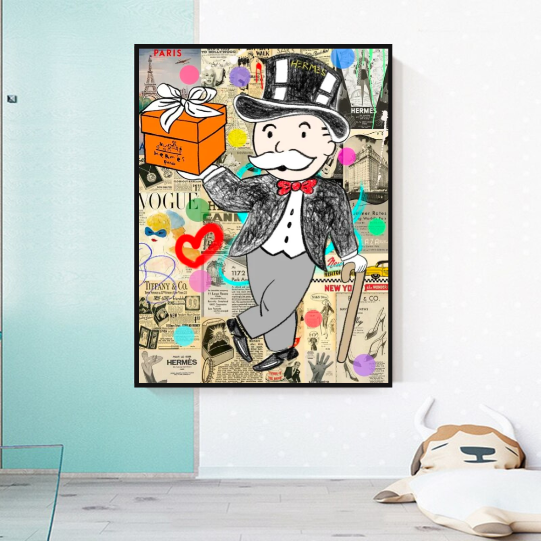 Alec Monopoly Money Gift Prints Newspaper Canvas Print-ChandeliersDecor