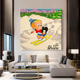 Alec Monopoly Money Maker Skiing Canvas Wall Art