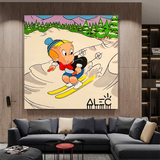 Alec Monopoly Money Maker Skiing Canvas Wall Art-ChandeliersDecor