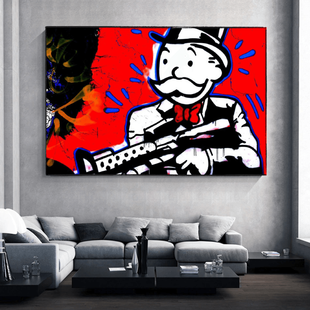 Alec Monopoly Money Man Gangster Scarface Canvas Wall Art-ChandeliersDecor