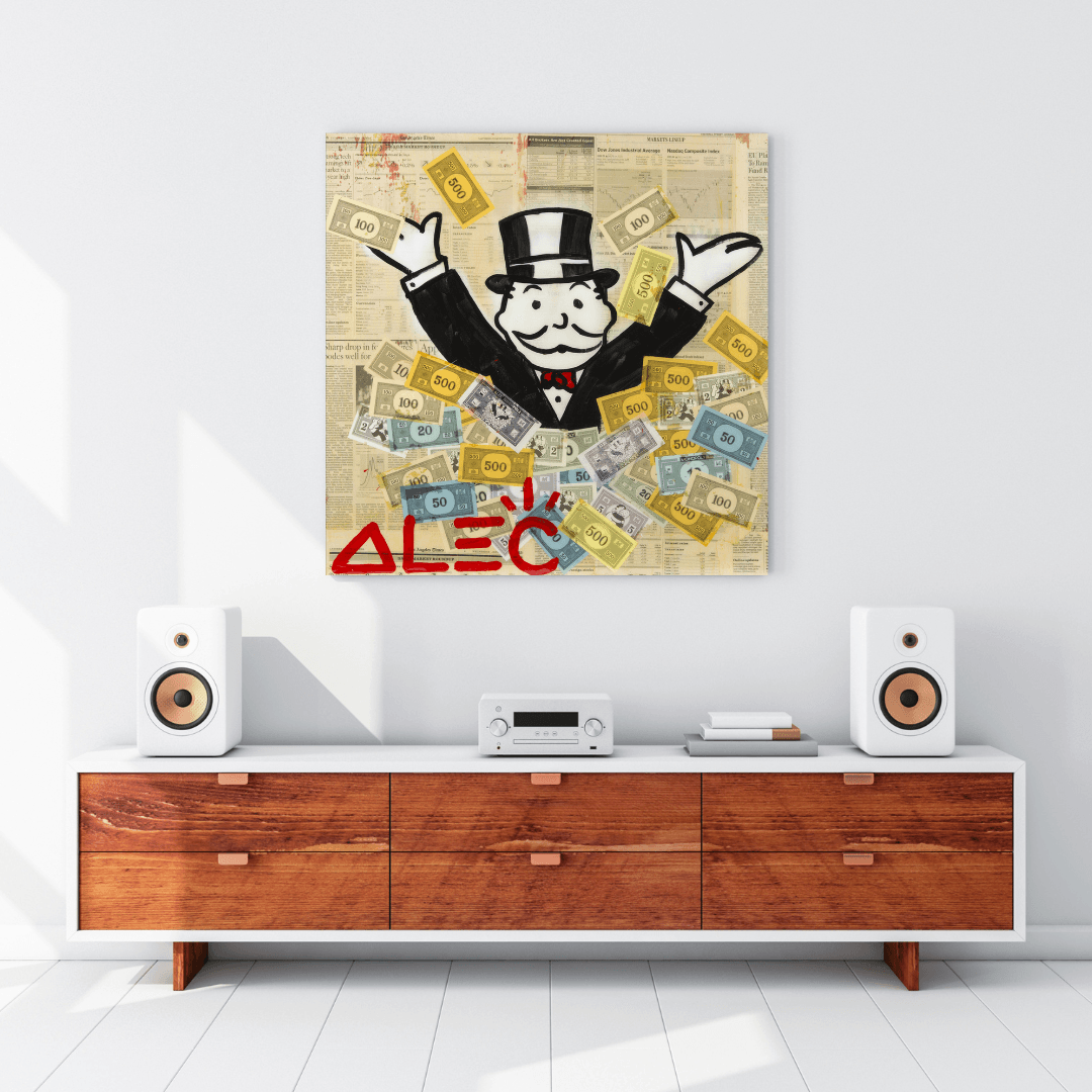 Alec Monopoly Money Man Millionaire Canvas Wall Art-ChandeliersDecor