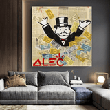 Alec Monopoly Money Man Millionaire Canvas Wall Art-ChandeliersDecor