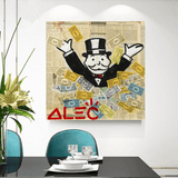 Alec Monopoly Money Man Millionaire Canvas Wall Art-ChandeliersDecor