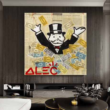 Alec Monopoly Money Man Millionaire Canvas Wall Art-ChandeliersDecor