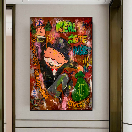 Alec Monopoly Money Man Real Estate Hustler Canvas Print-ChandeliersDecor