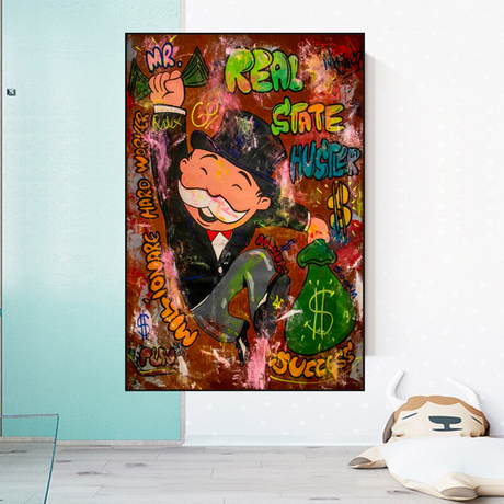 Alec Monopoly Money Man Real Estate Hustler Canvas Print-ChandeliersDecor