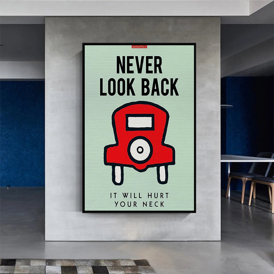 Alec Monopoly Never Look Back Play Card Canvas Wall Art-ChandeliersDecor