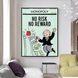 Alec Monopoly No Risk No Reward Play Card Canvas Wall Art