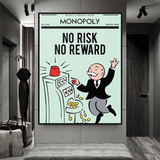 Alec Monopoly No Risk No Reward Play Card Canvas Wall Art-ChandeliersDecor