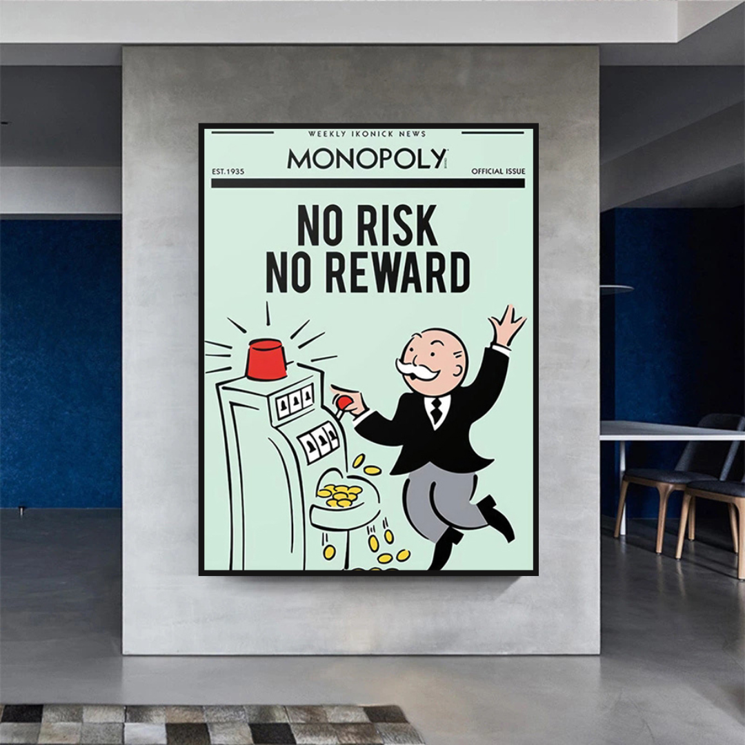 Alec Monopoly No Risk No Reward Play Card Canvas Wall Art-ChandeliersDecor