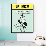 Alec Monopoly Optimism Play Card Canvas Wall Art-ChandeliersDecor