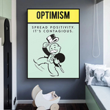 Alec Monopoly Optimism Play Card Canvas Wall Art-ChandeliersDecor