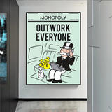 Alec Monopoly Outwork Everyone Play Card Canvas Wall Art-ChandeliersDecor