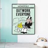 Alec Monopoly Outwork Everyone Play Card Canvas Wall Art-ChandeliersDecor