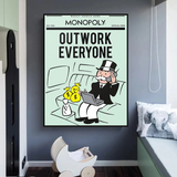 Alec Monopoly Outwork Everyone Play Card Canvas Wall Art-ChandeliersDecor