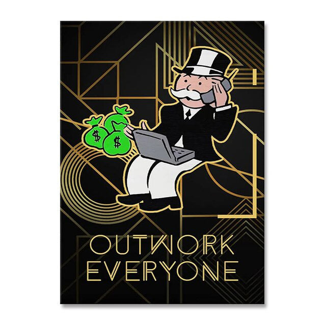 Alec Monopoly Outwork Rich Man Canvas Print