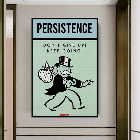 Alec Monopoly Persistence Dont Give Up Play Card Canvas Wall Art-ChandeliersDecor