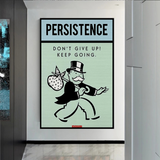 Alec Monopoly Persistence Dont Give Up Play Card Canvas Wall Art-ChandeliersDecor