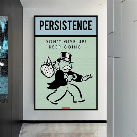 Alec Monopoly Persistence Dont Give Up Play Card Canvas Wall Art-ChandeliersDecor