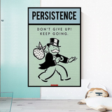 Alec Monopoly Persistence Dont Give Up Play Card Canvas Wall Art-ChandeliersDecor