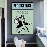 Alec Monopoly Persistence Dont Give Up Play Card Canvas Wall Art-ChandeliersDecor