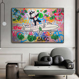 Alec Monopoly Private Jet Canvas Print-ChandeliersDecor