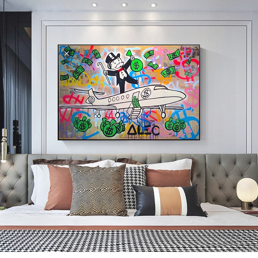 Alec Monopoly Private Jet Canvas Print-ChandeliersDecor