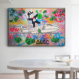 Alec Monopoly Private Jet Canvas Print-ChandeliersDecor