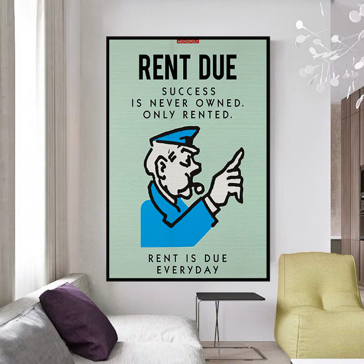 Alec Monopoly Rent Due Play Card Canvas Wall Art